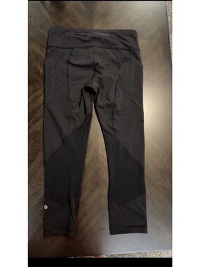 lululemon athletica Black Mesh-Panel Cropped Leggings